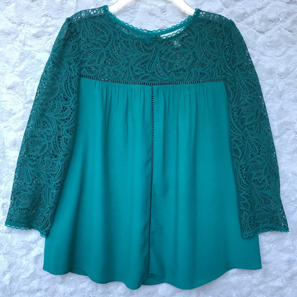 Moulinette Soeurs Vibrant Green Lacy Top Sz0